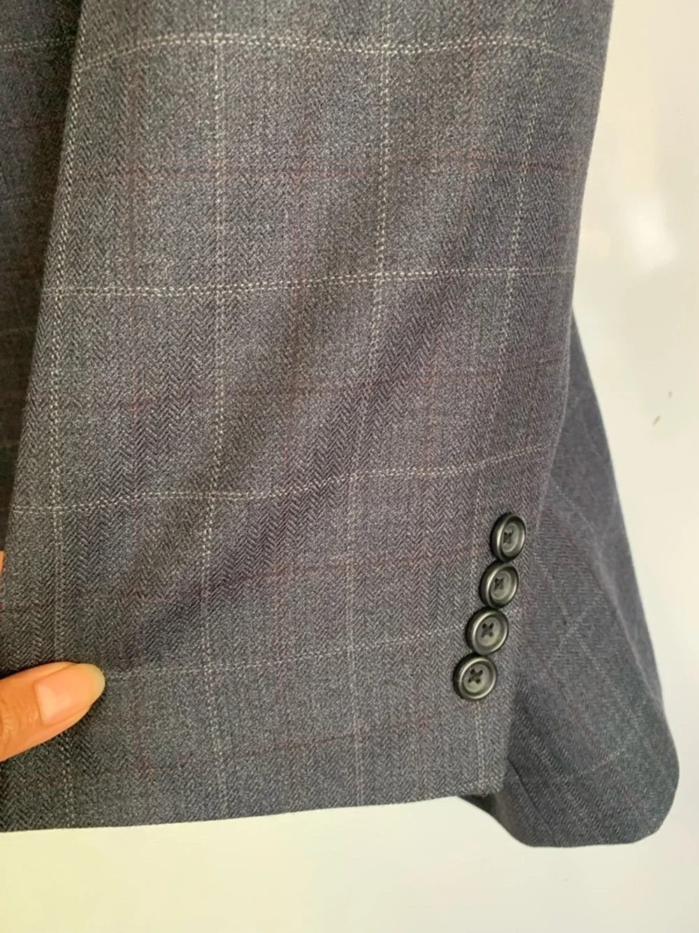 Joseph & Feiss 100% Wool Gray Windowpane Plaid Sport Coat Blazer Jacket SZ 52R